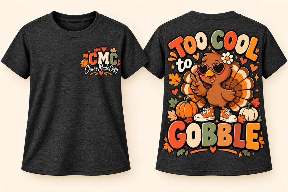 Too Cool to Gobble | Youth Girls Thanksgiving Tee