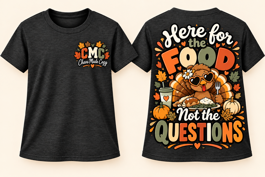 Here for the Food, Not the Questions | Youth Girls Thanksgiving Tee